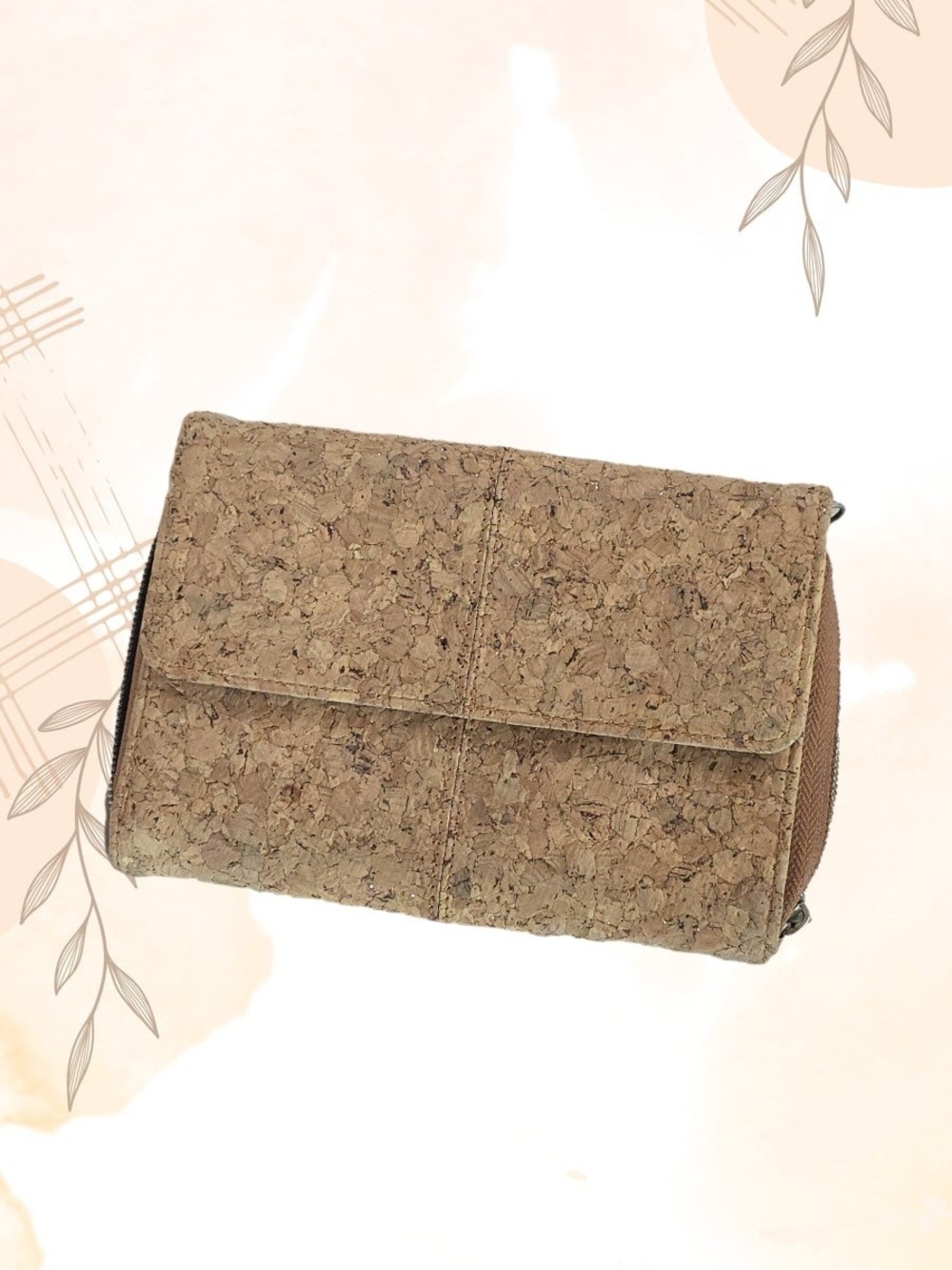 Cork Cosmetic Pouch with Flap Closure - Natural Beige